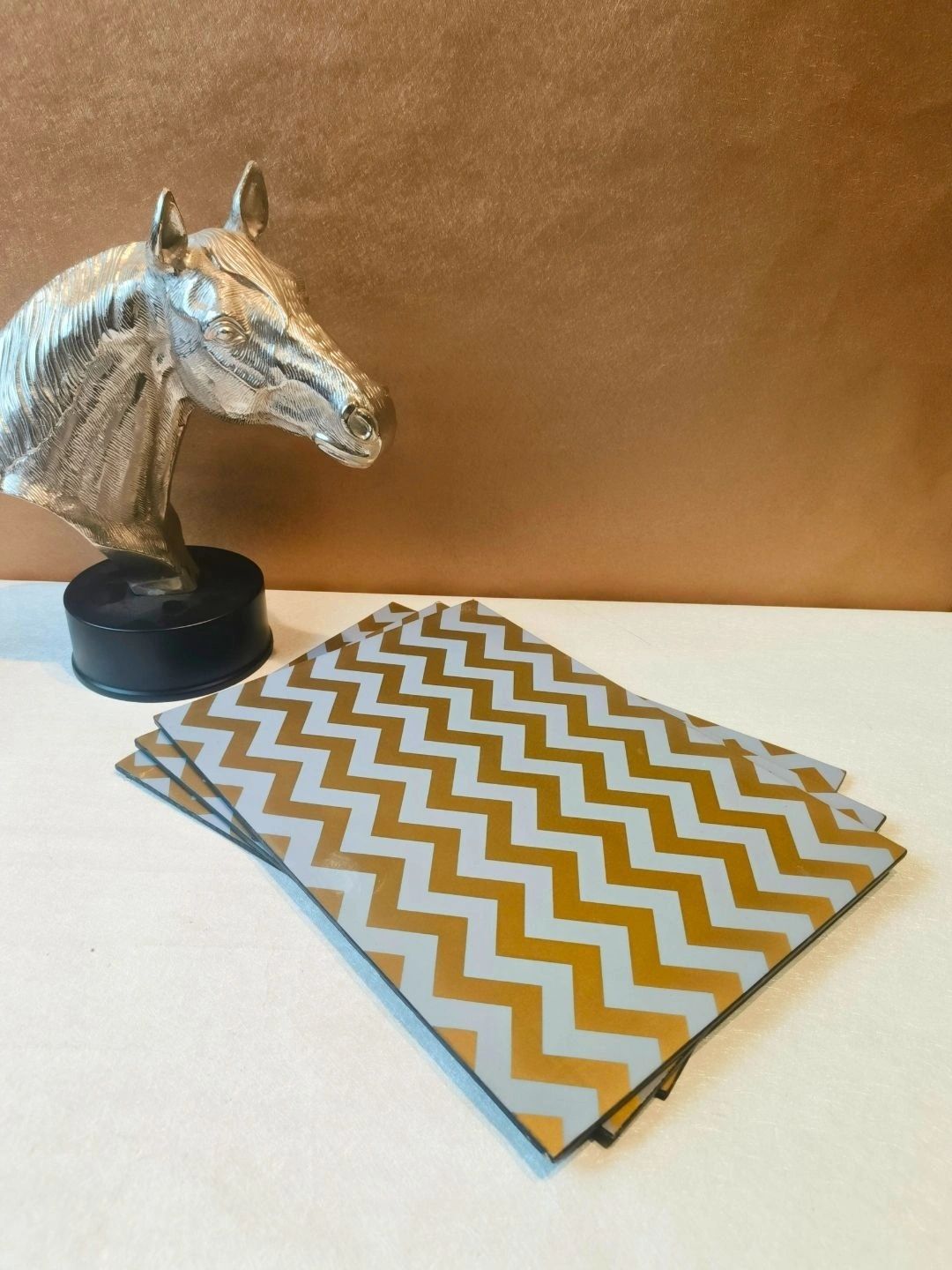 THE HOME CO. 3-Pcs Brown & White Printed Rectangle Table Placemats-picture-24