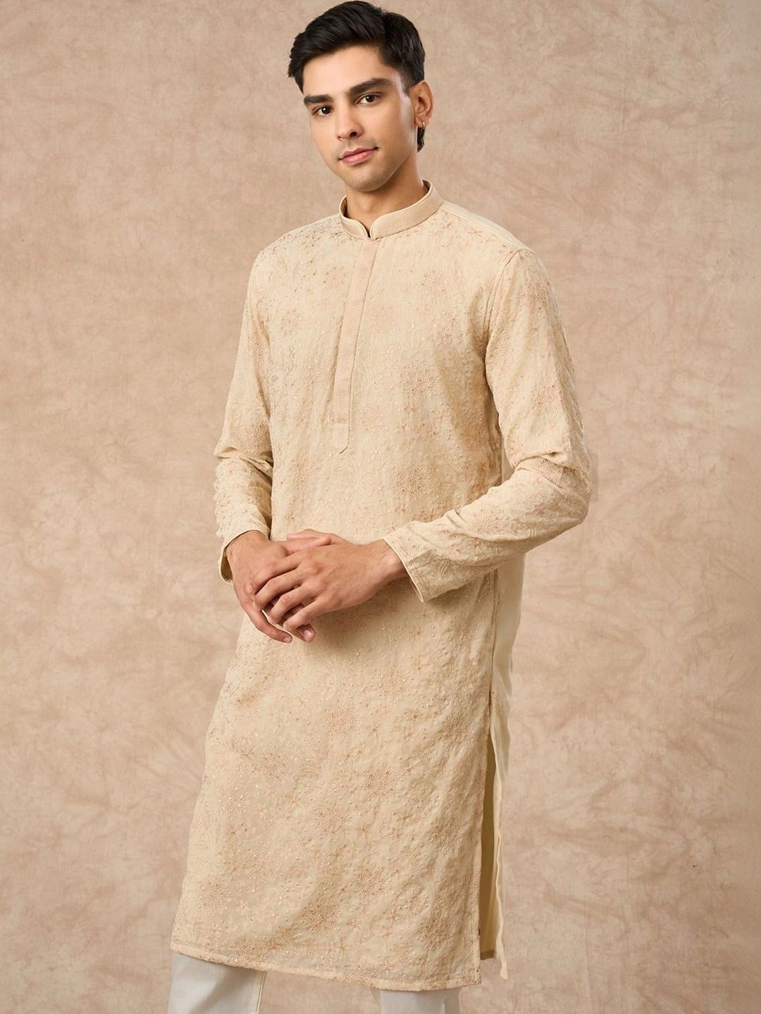 Manyavar Men Ethnic Motifs Embroidered Regular Thread Work Kurta with Pyjamas-picture-36