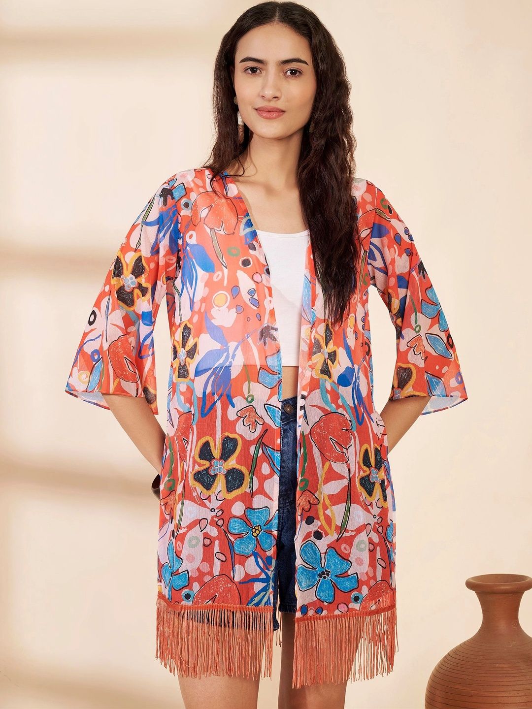 Fbella Women Printed Tasselled Shrug-picture-18