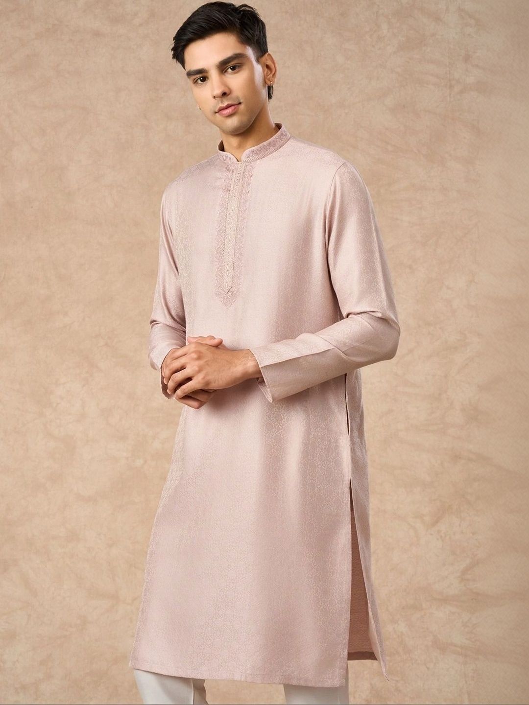 Manyavar Men Ethnic Motifs Regular Thread Work Kurta with Trousers-picture-13