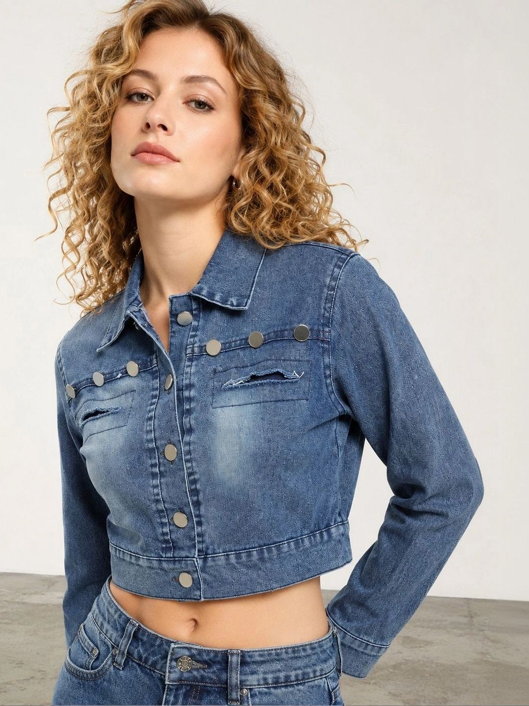 Muhuratam Women Crop Denim Jacket-picture-26