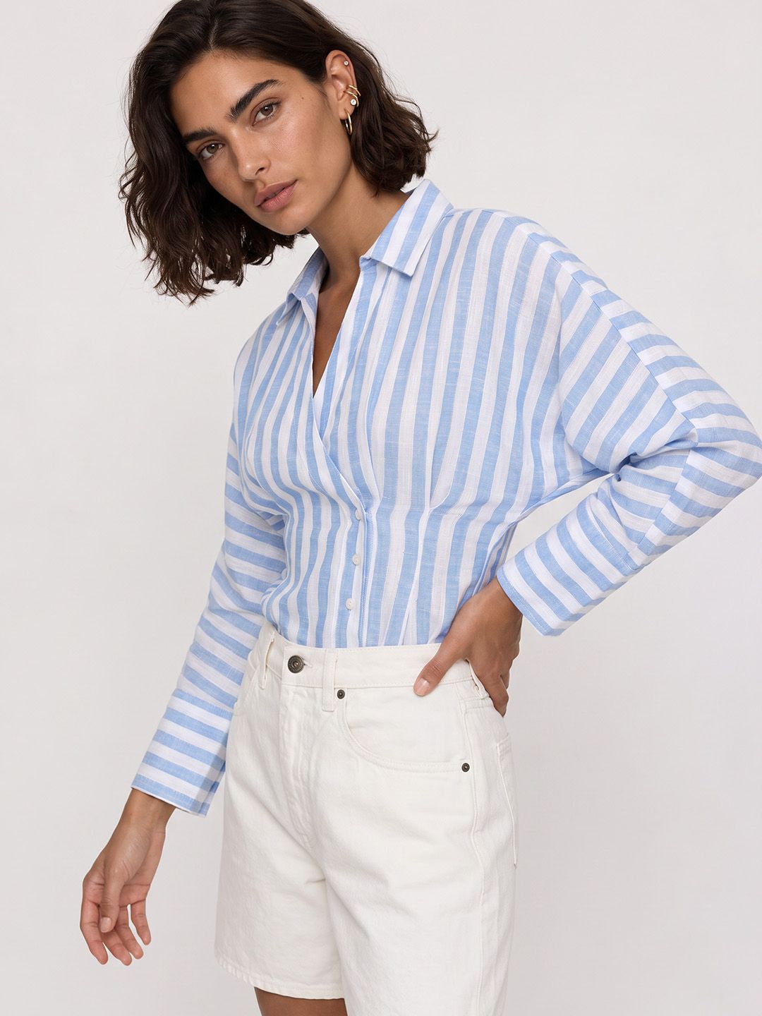 The Roadster Life Co. Vertical Striped Pure Cotton Wrap Top-picture-41