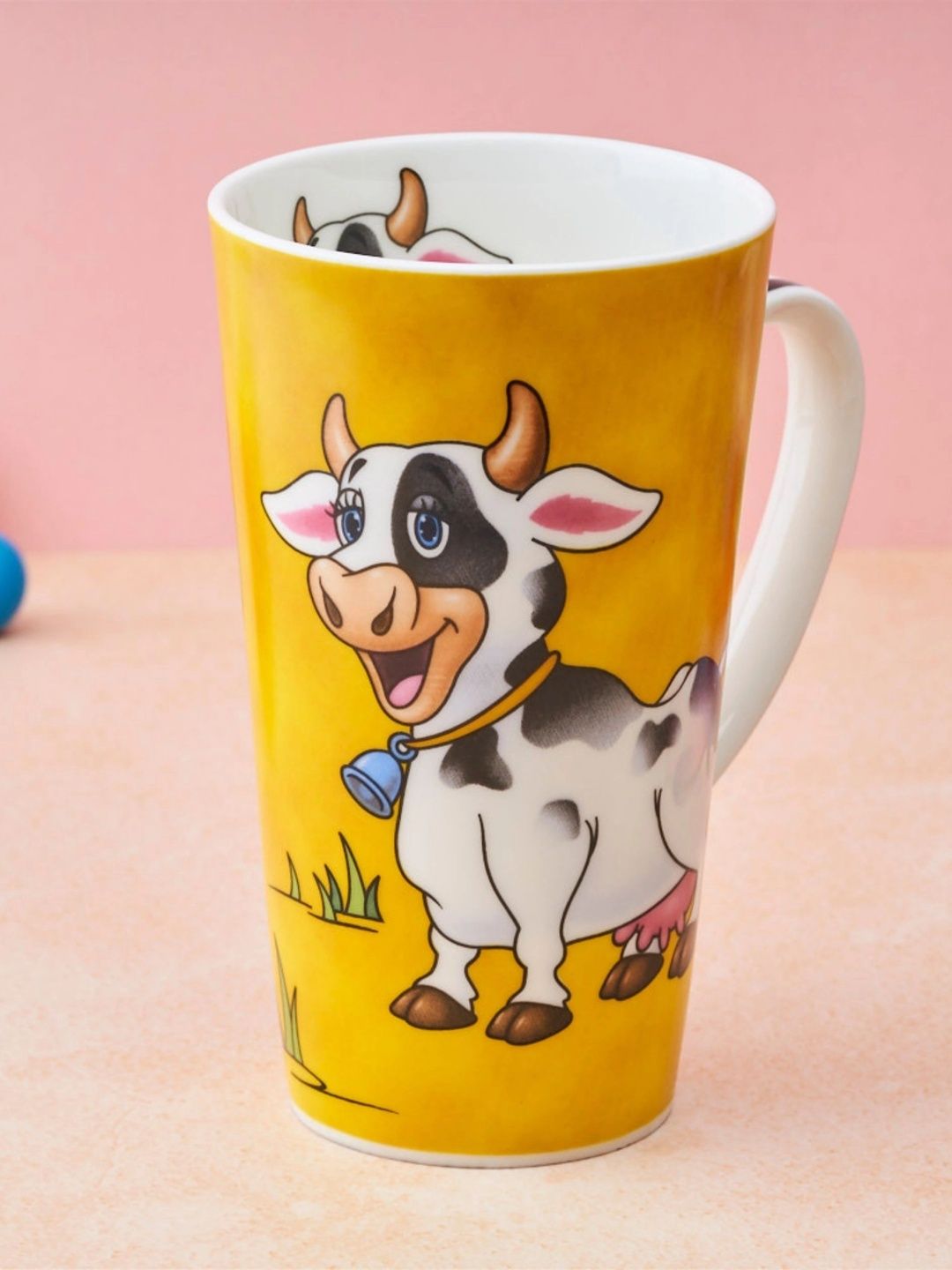 GOLDEN QUEEN'S Yellow Printed Ceramic Glossy Mugs Set of Cups and Mugs-picture-51