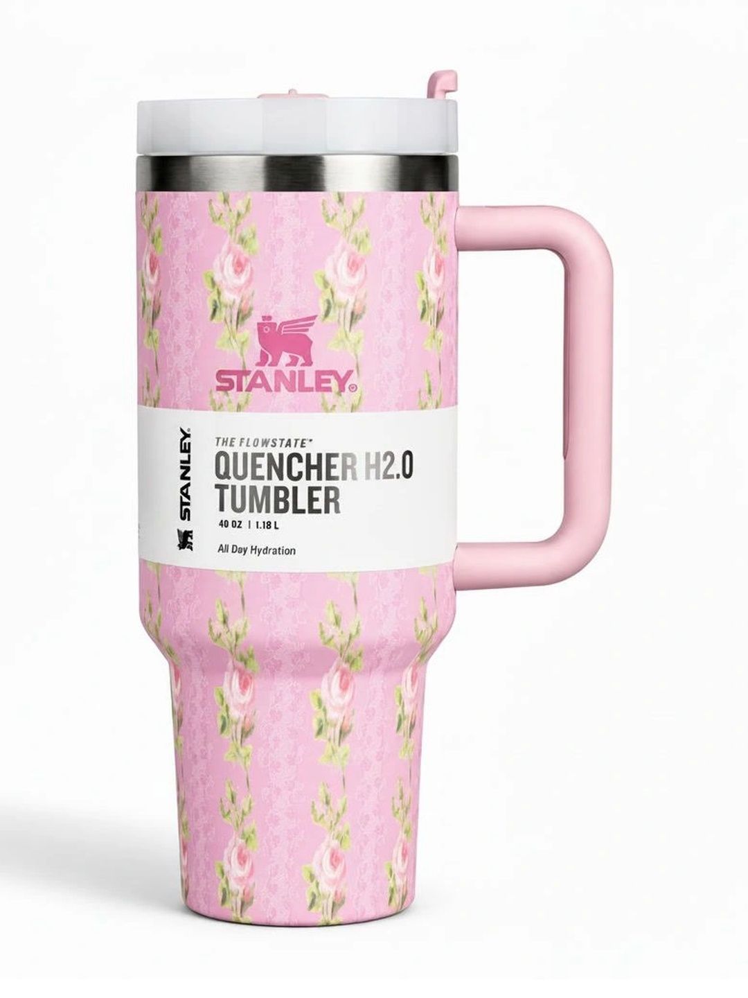 STANLEY Pink & White Single Stainless Steel Floral Double Wall Vacuum Water Bottle-picture-54