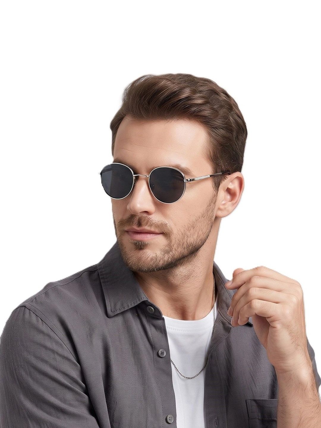 LEGEND EYEWEAR Unisex Black Lens & Silver-Toned Round Sunglasses with-image-23
