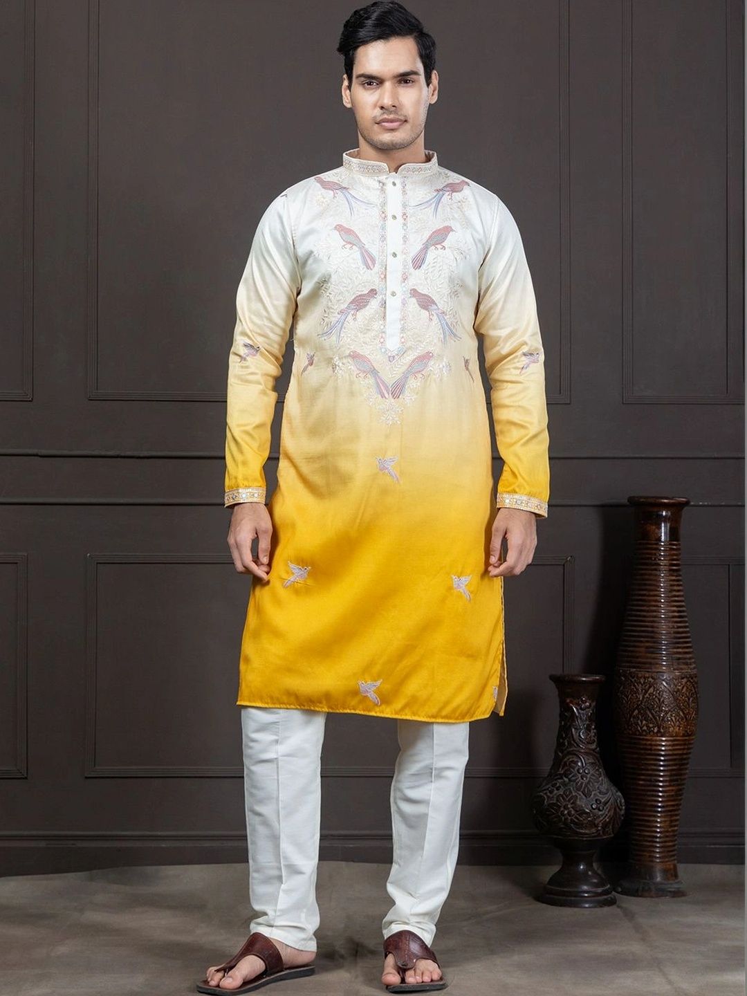 EKYAA Men Ethnic Motifs Embroidered Thread Work Kurta-picture-12