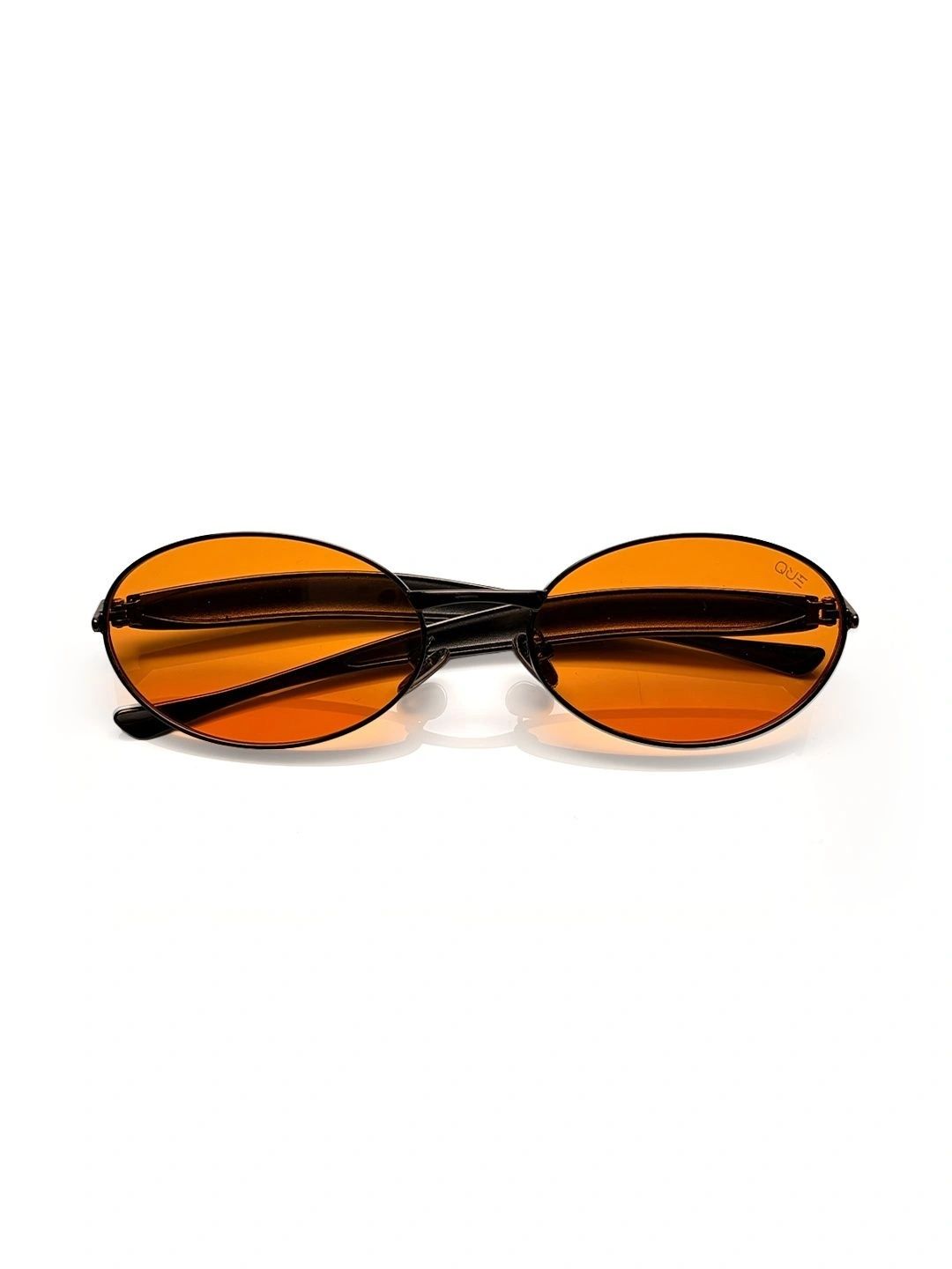 QUE UNIVERSE Unisex Orange Lens & Black Oval Sunglasses with-image-49
