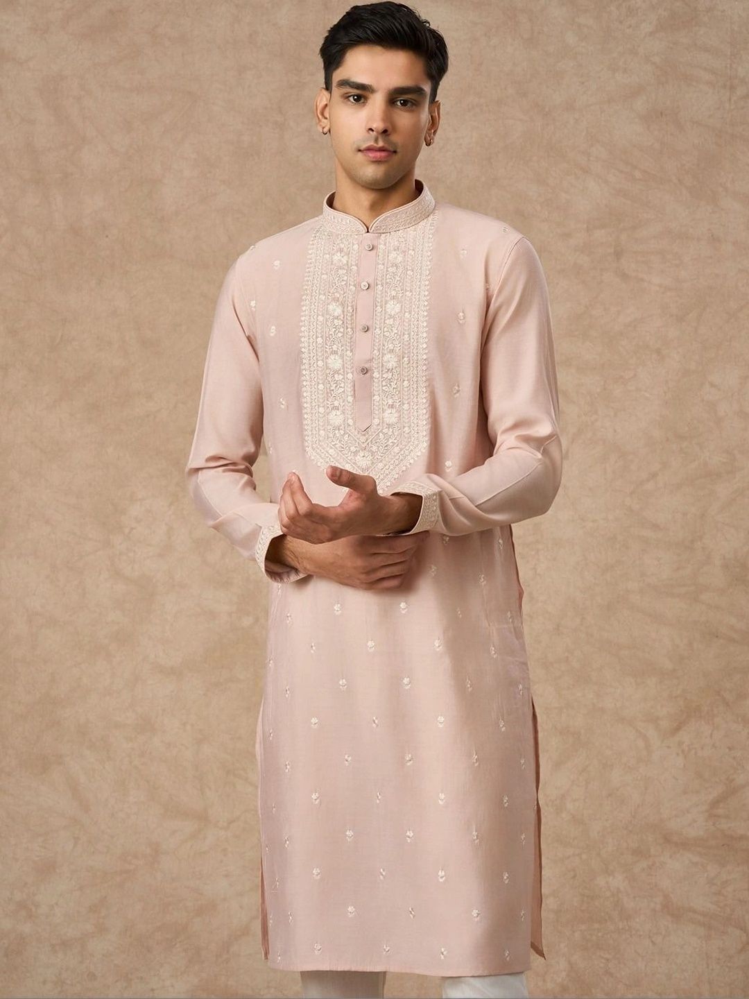 Manyavar Men Ethnic Motifs Embroidered Regular Thread Work Kurta with Trousers-picture-34