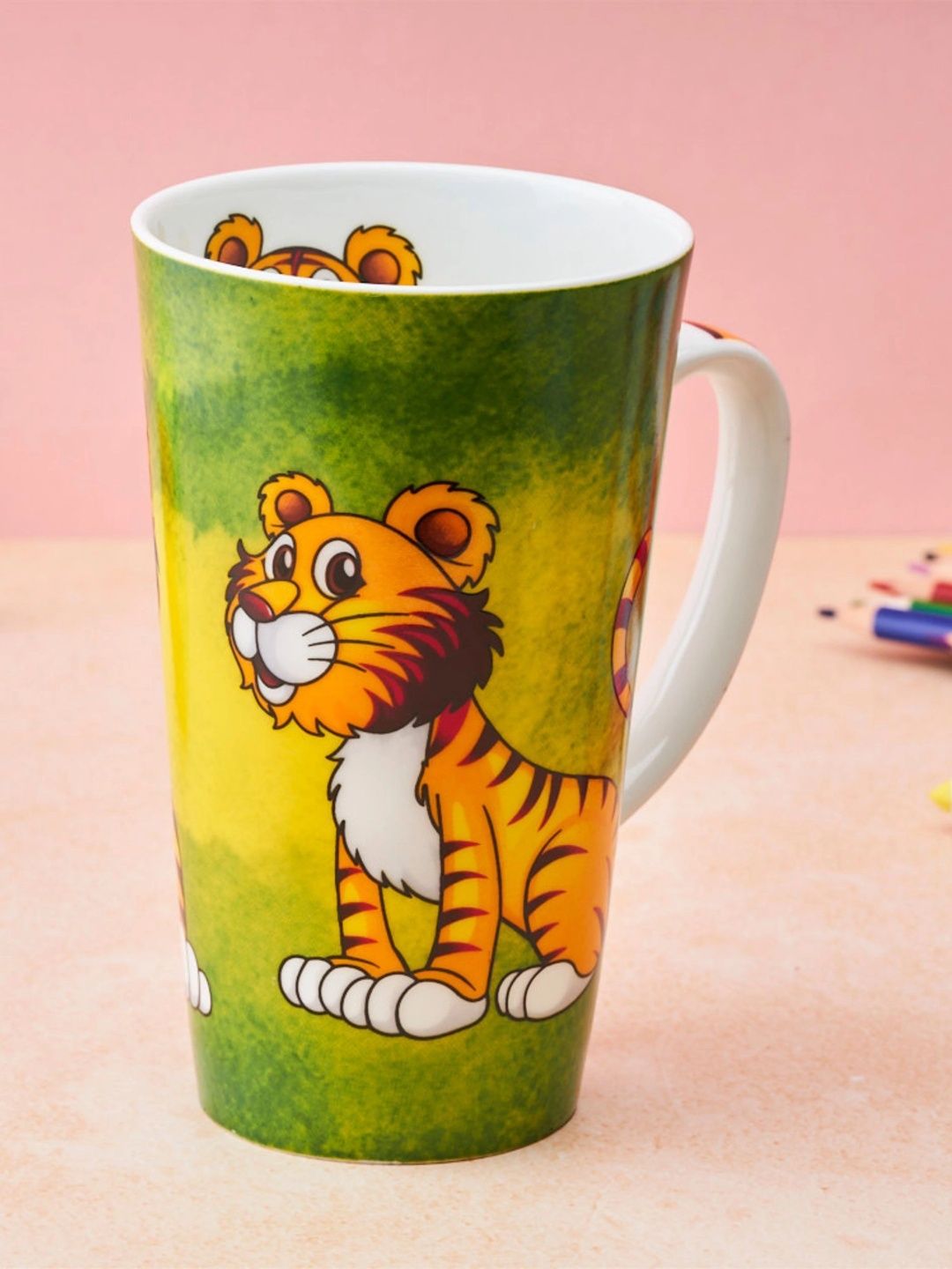 GOLDEN QUEEN'S Green Printed Ceramic Glossy Mugs Set of Cups and Mugs-picture-11