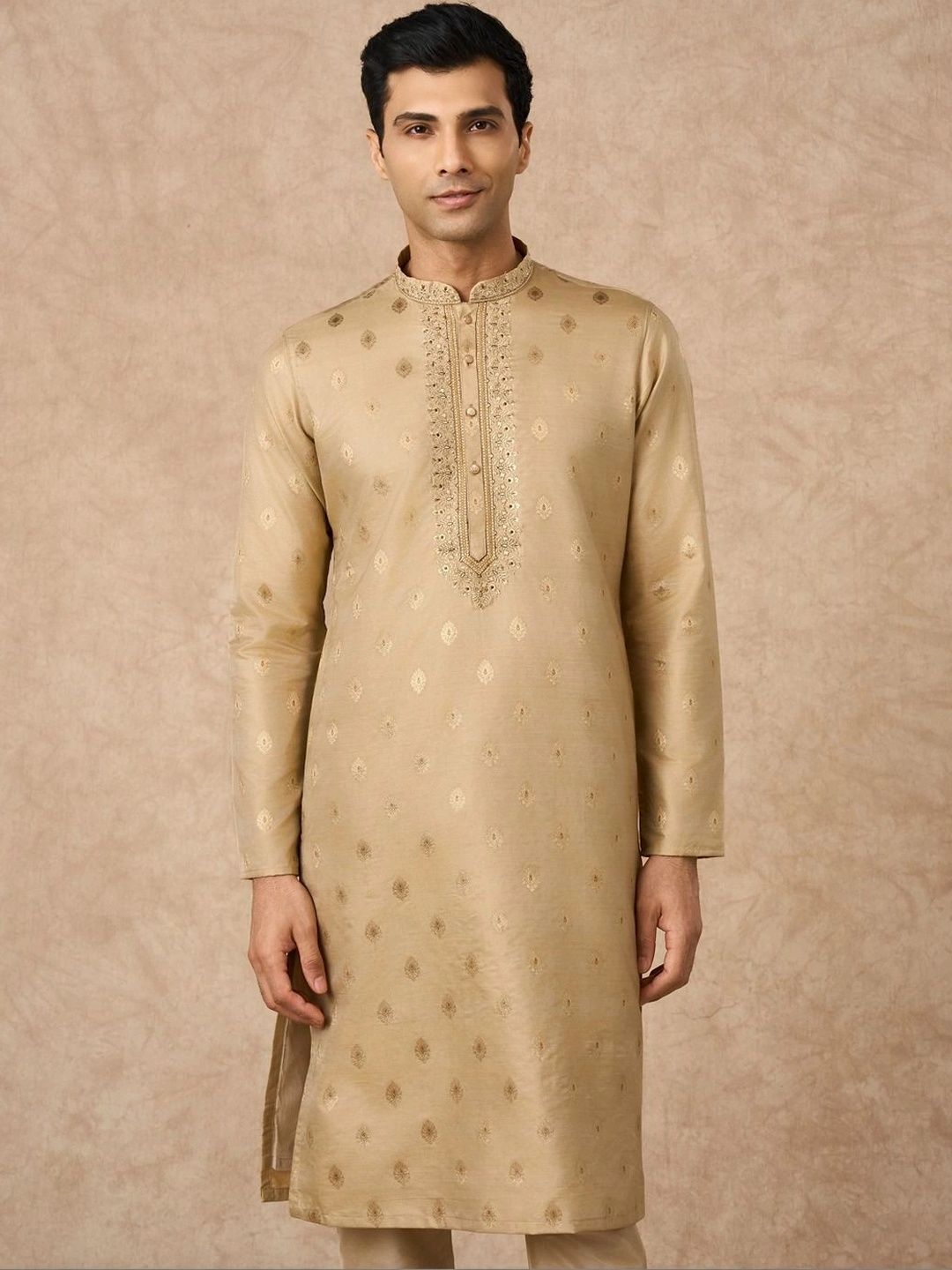 Manyavar Men Ethnic Motifs Embroidered Regular Thread Work Kurta with Pyjamas-picture-25