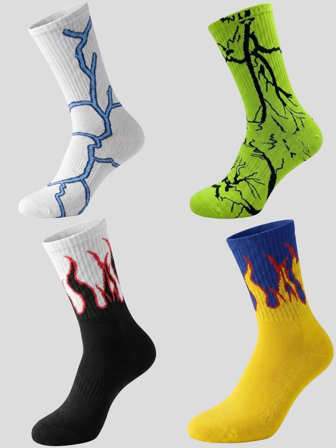 Moda Rapido Men Pack of 4 Cotton Blend Patterned Calf Length Socks-picture-26