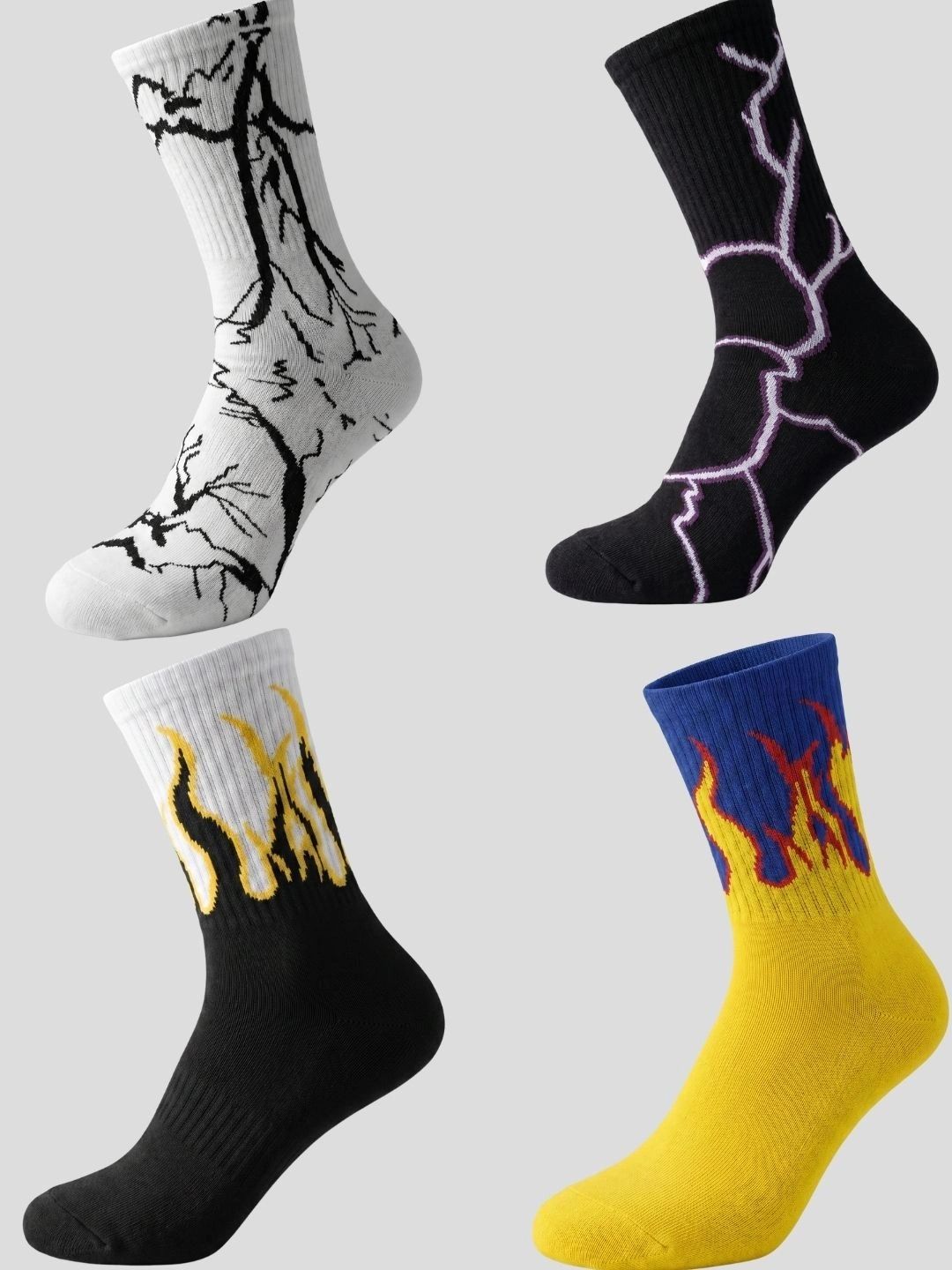 Moda Rapido Men Pack of 4 Cotton Blend Patterned Calf Length Socks-picture-54