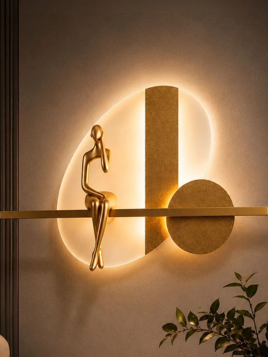 Stello Gold-Toned Textured Metal Contemporary Abstract Shaped Shaped Wall Lamp-image-40
