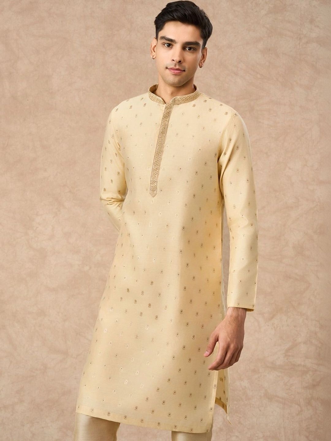 Manyavar Men Ethnic Motifs Regular Thread Work Kurta with Pyjamas-picture-19