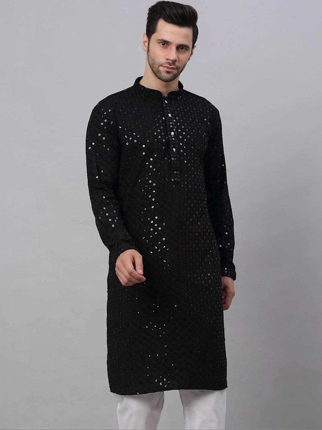 Moda Rapido Men Embellished Sequinned Handloom Kurta-picture-34