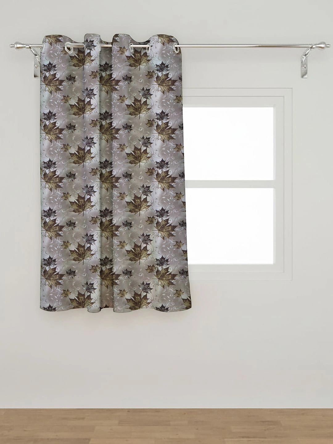 Aura Coffee Brown Floral Room Darkening Window Curtain-picture-24