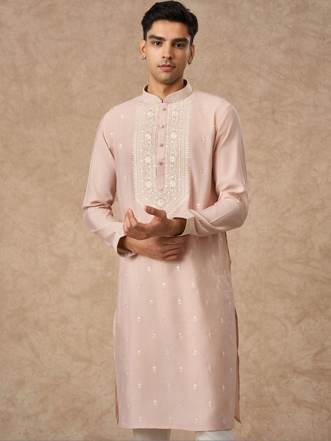 Manyavar Men Ethnic Motifs Embroidered Regular Thread Work Kurta with Trousers-picture-22