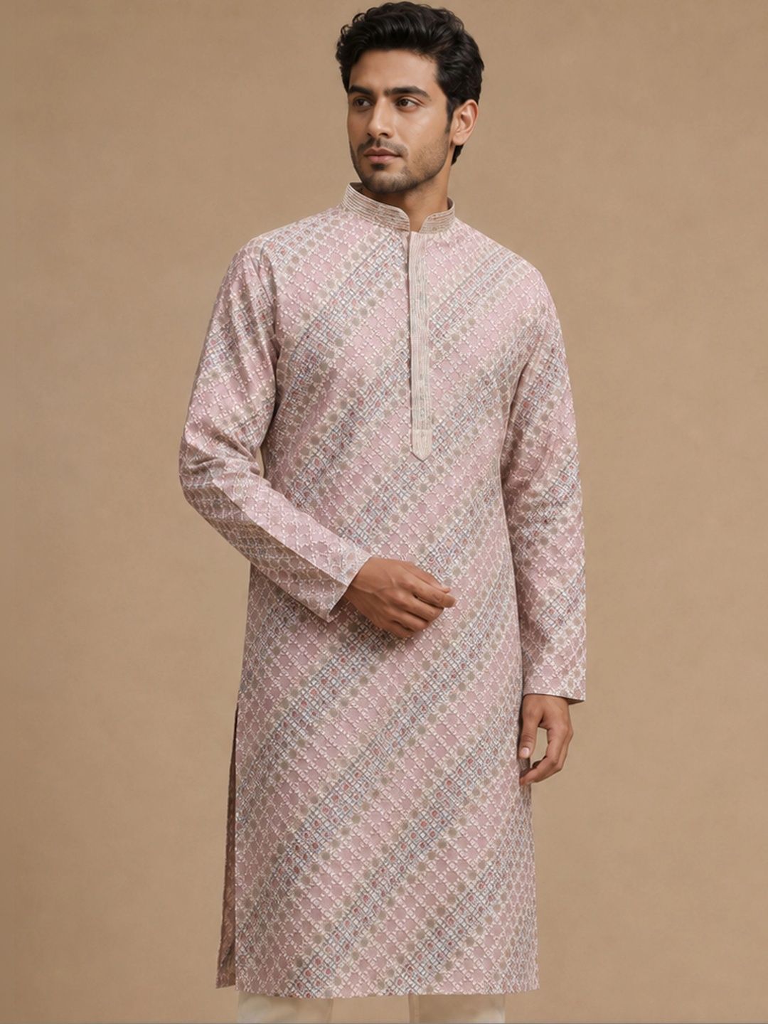 VASTRAMAY Men Ethnic Motifs Embroidered Thread Work Kurta-picture-24
