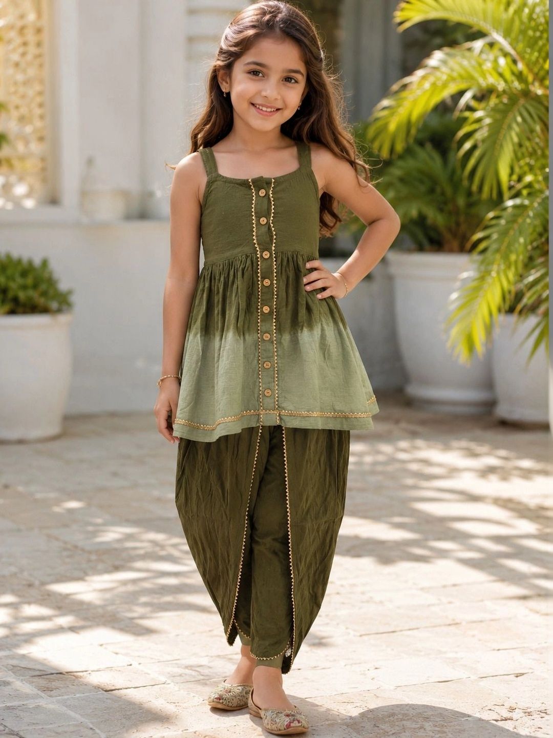 SNJI Girls Colourblocked Top with Dhoti Pants-picture-53