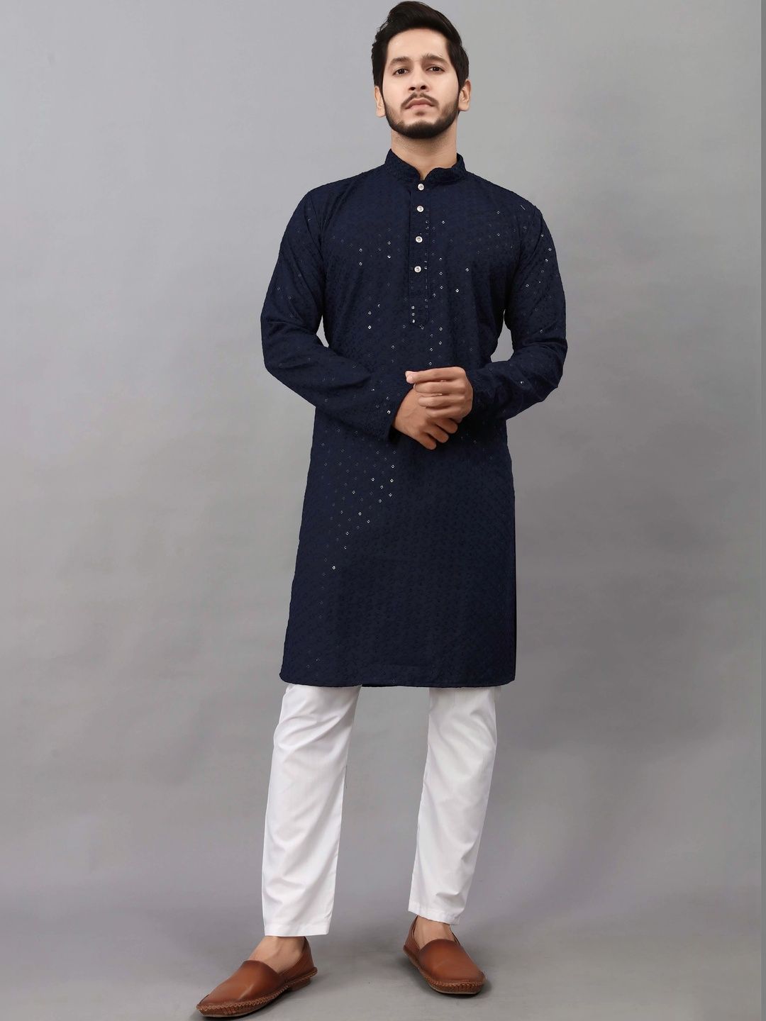 Moda Rapido Men Embellished Sequinned Handloom Kurta-picture-47