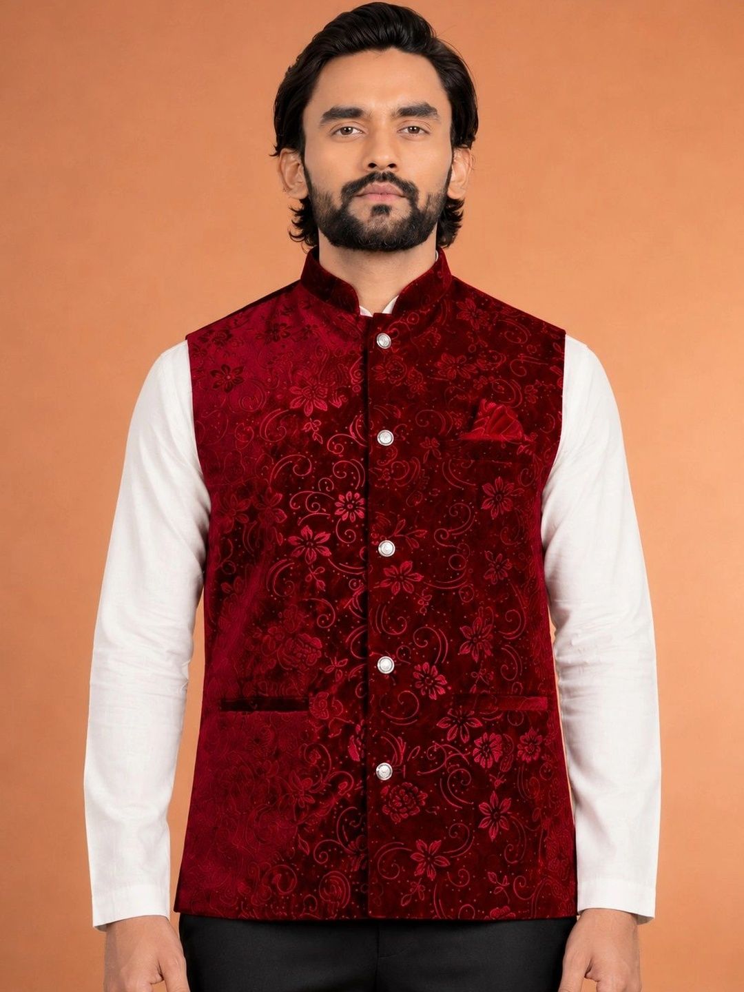 ELYXAROSE Men Floral Open Front Jacket with Embroidered-picture-43