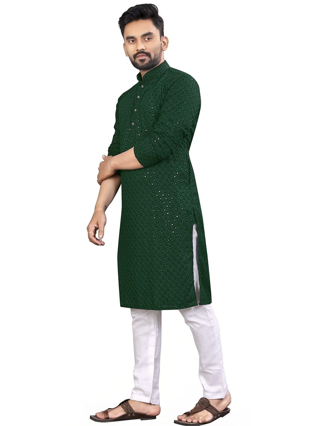Moda Rapido Men Sequinned Handloom Kurta-picture-29