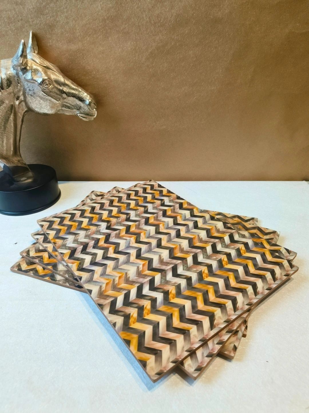 THE HOME CO. 4-Pcs Brown Printed Rectangle Table Placemats-image-34