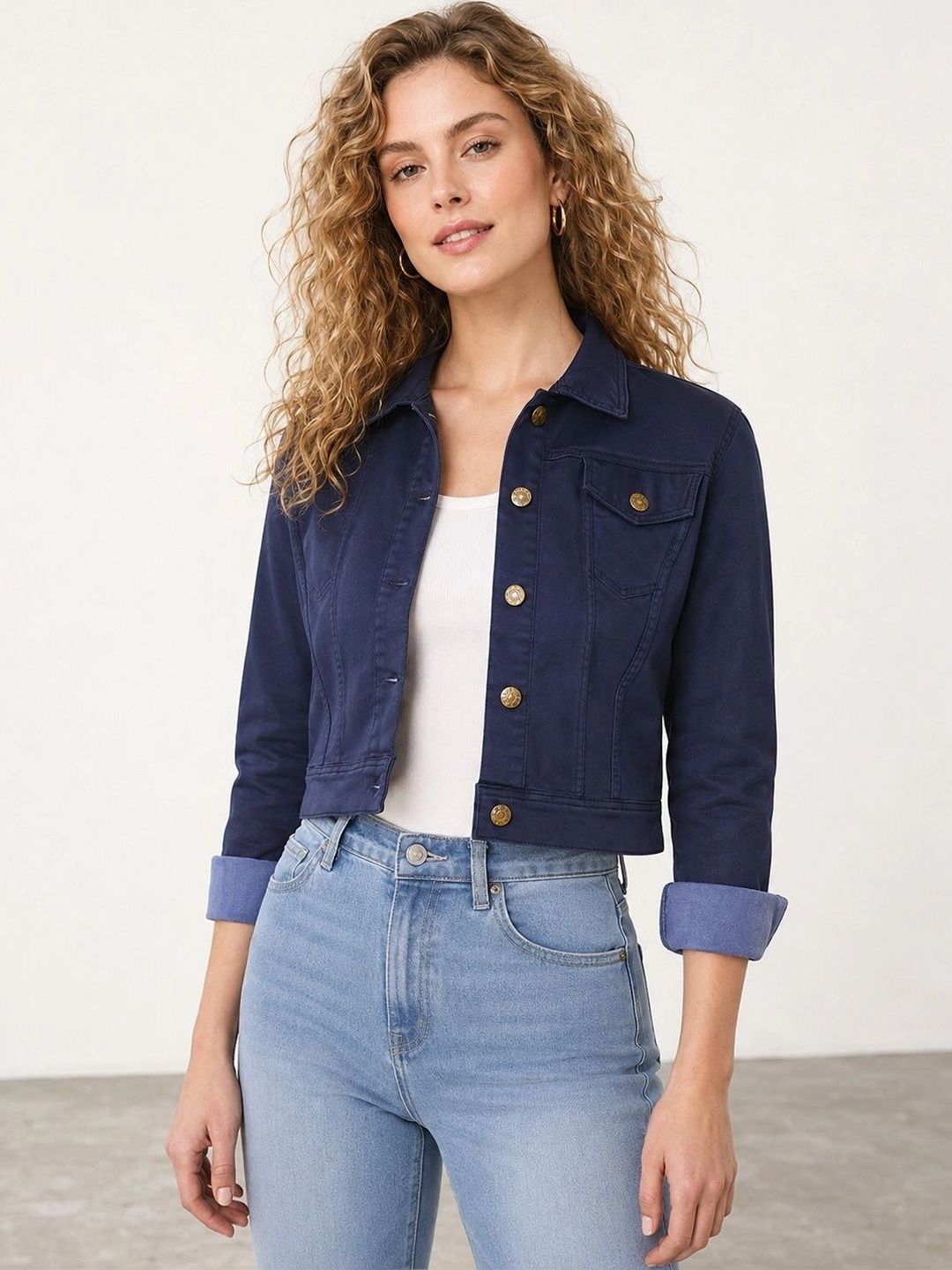 Muhuratam Women Crop Denim Jacket-picture-31