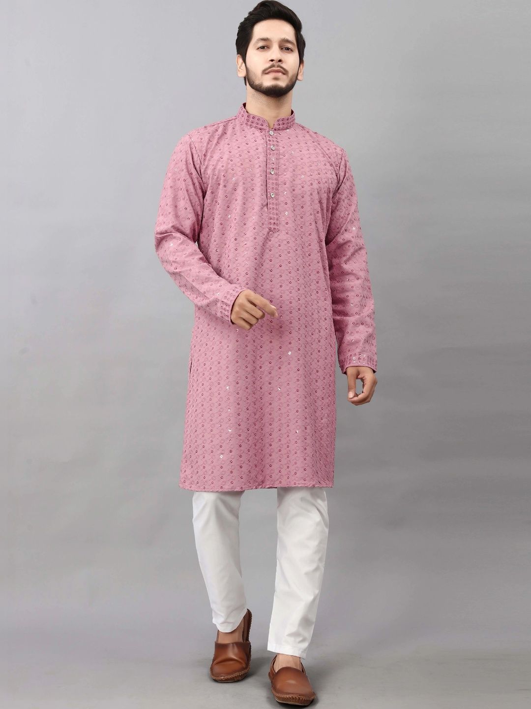 Moda Rapido Men Embellished Sequinned Handloom Kurta-picture-24