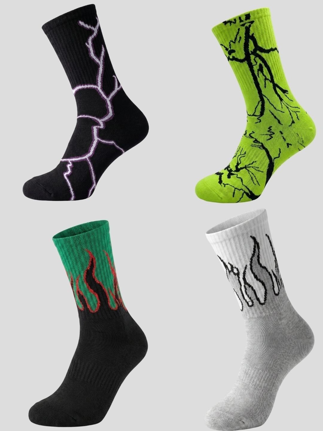 Moda Rapido Men Pack of 4 Cotton Blend Patterned Calf Length Socks-picture-29
