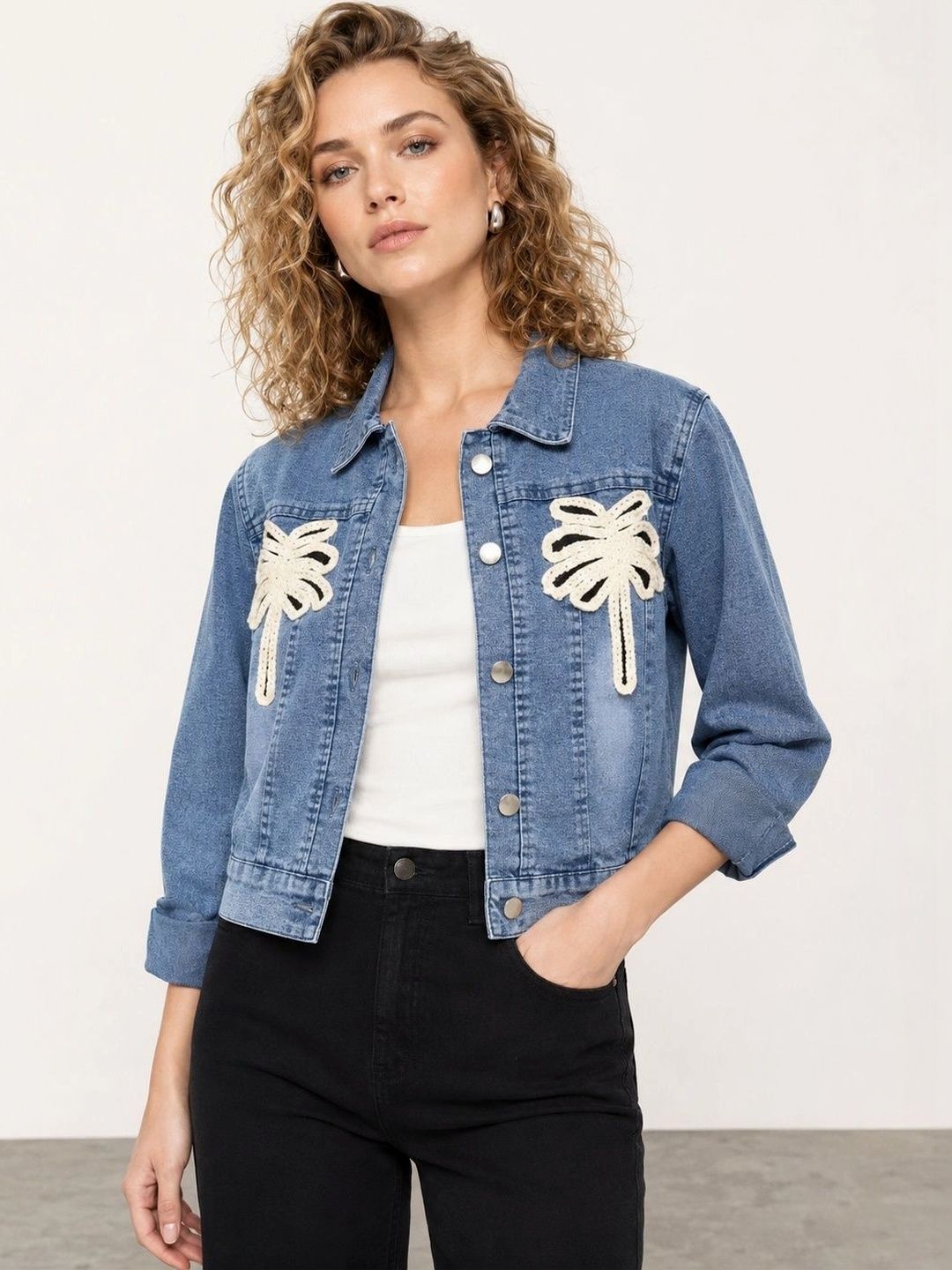 Muhuratam Women Denim Jacket with Embroidered-picture-43