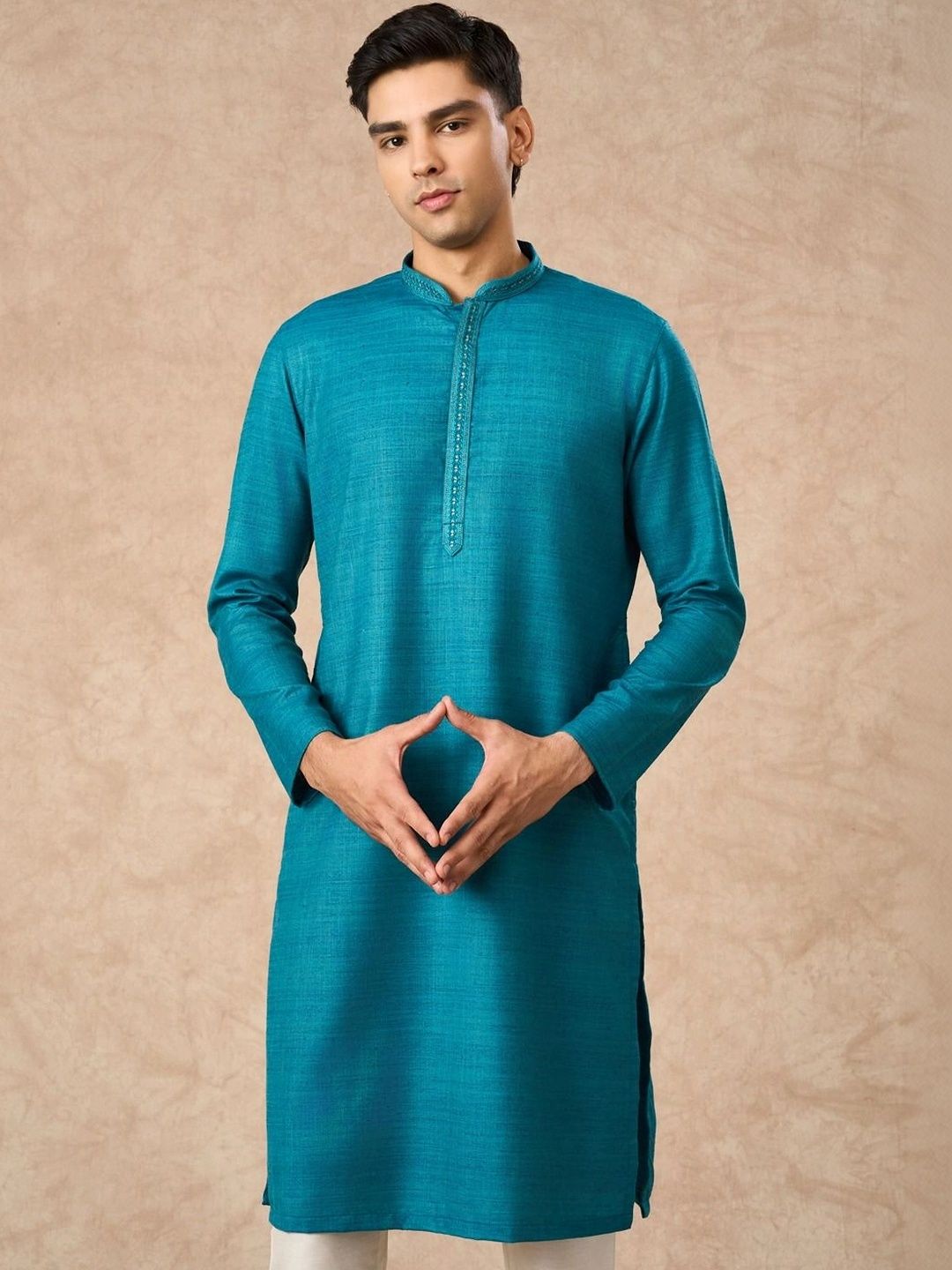 Manyavar Men Regular Thread Work Kurta with Pyjamas-picture-10