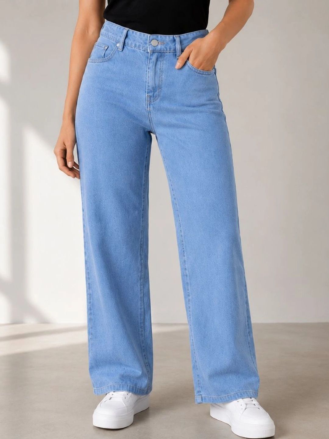 Mevan Women Classic Relaxed Fit Mid-Rise Stretchable Jeans-picture-2