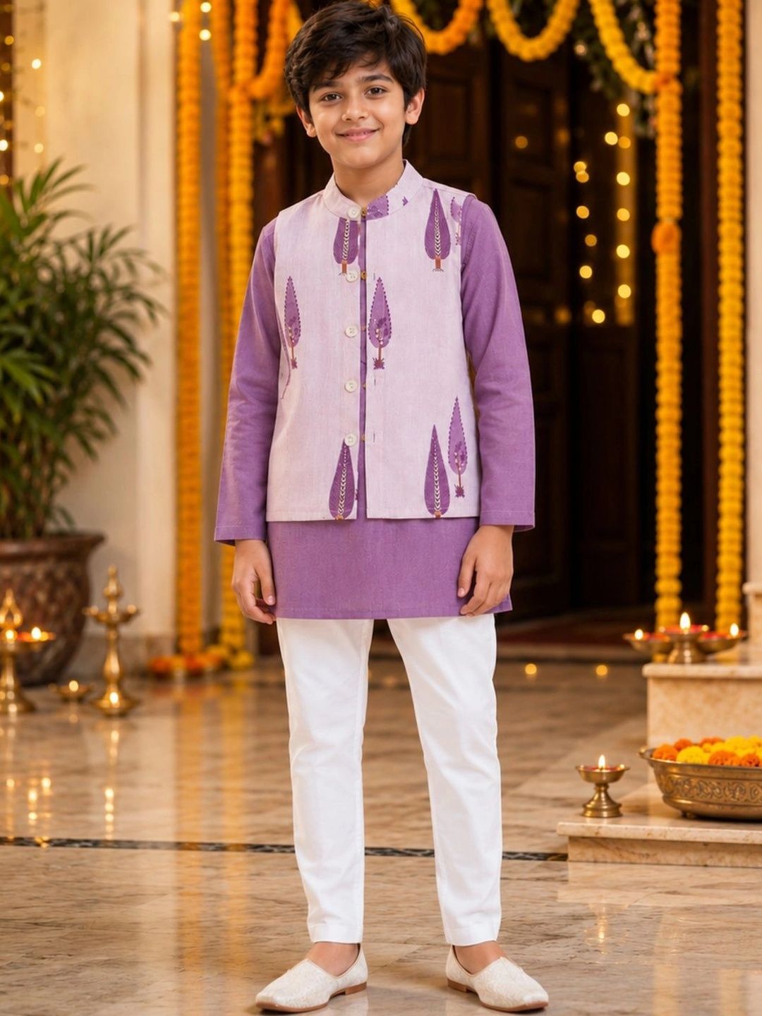 The Magic Wand Boys Regular Pure Cotton Kurta with Pyjamas-picture-39