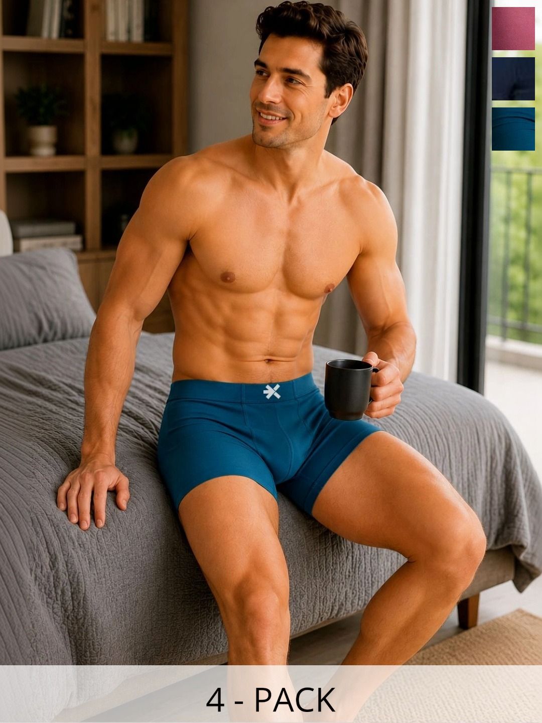 HRX by Hrithik Roshan Pack of 4 Cotton Blend Assorted Solid Trunks-picture-32