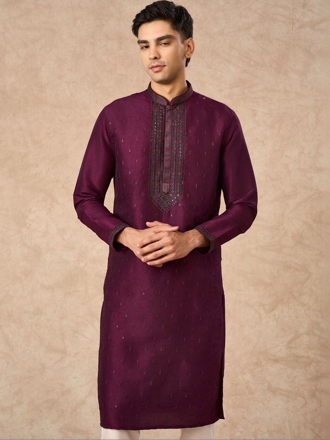 Manyavar Men Ethnic Motifs Embroidered Regular Thread Work Kurta with Pyjamas-picture-58