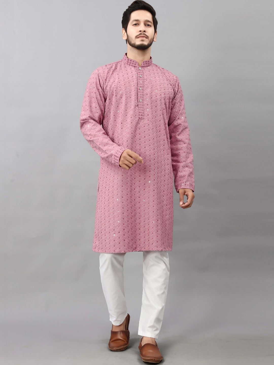 Moda Rapido Men Embellished Sequinned Handloom Kurta-picture-50