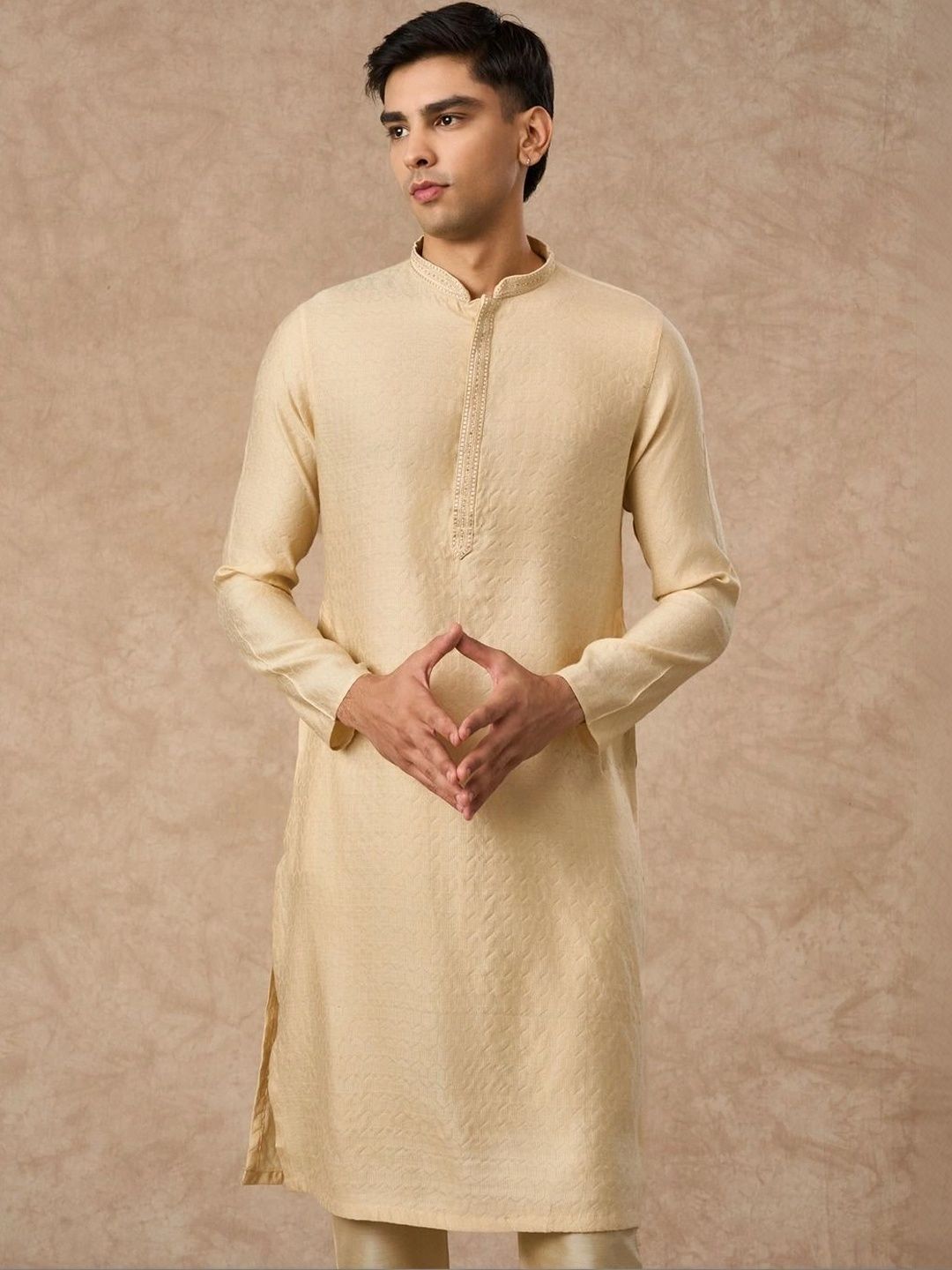 Manyavar Men Ethnic Motifs Regular Thread Work Kurta with Pyjamas-picture-50