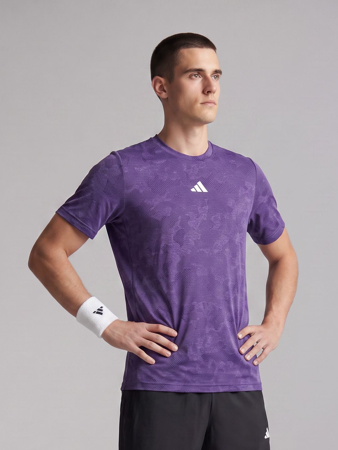 ADIDAS Brand Logo Textured T-shirt-image-41