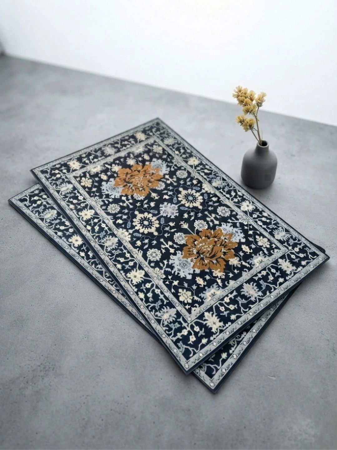 THE HOME CO. 2-Pcs Blue & Yellow Printed Rectangle Table Placemats-picture-14