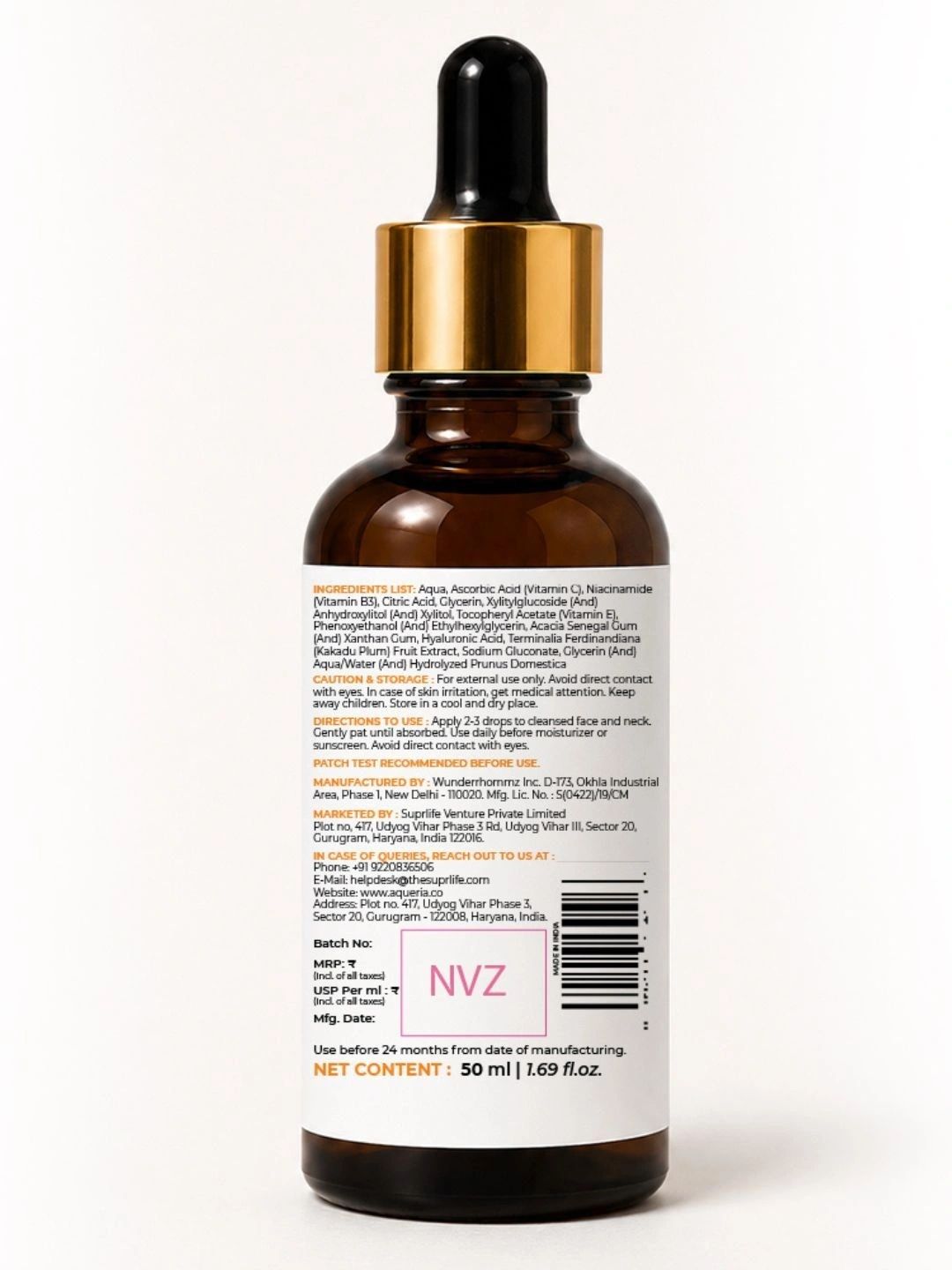 Aqueria 10% Vitamin C Face Serum with 3% Niacinamide & Hyaluronic Acid - 50 ml-picture-44