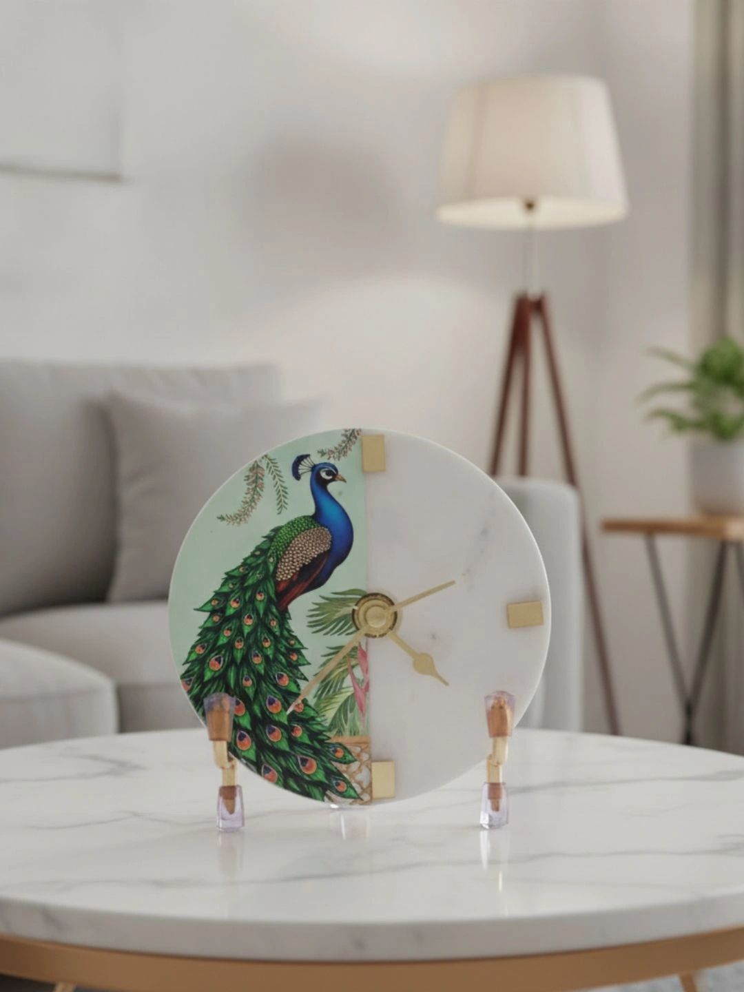 HOMEARTE White Printed Contemporary Table Clock-image-33