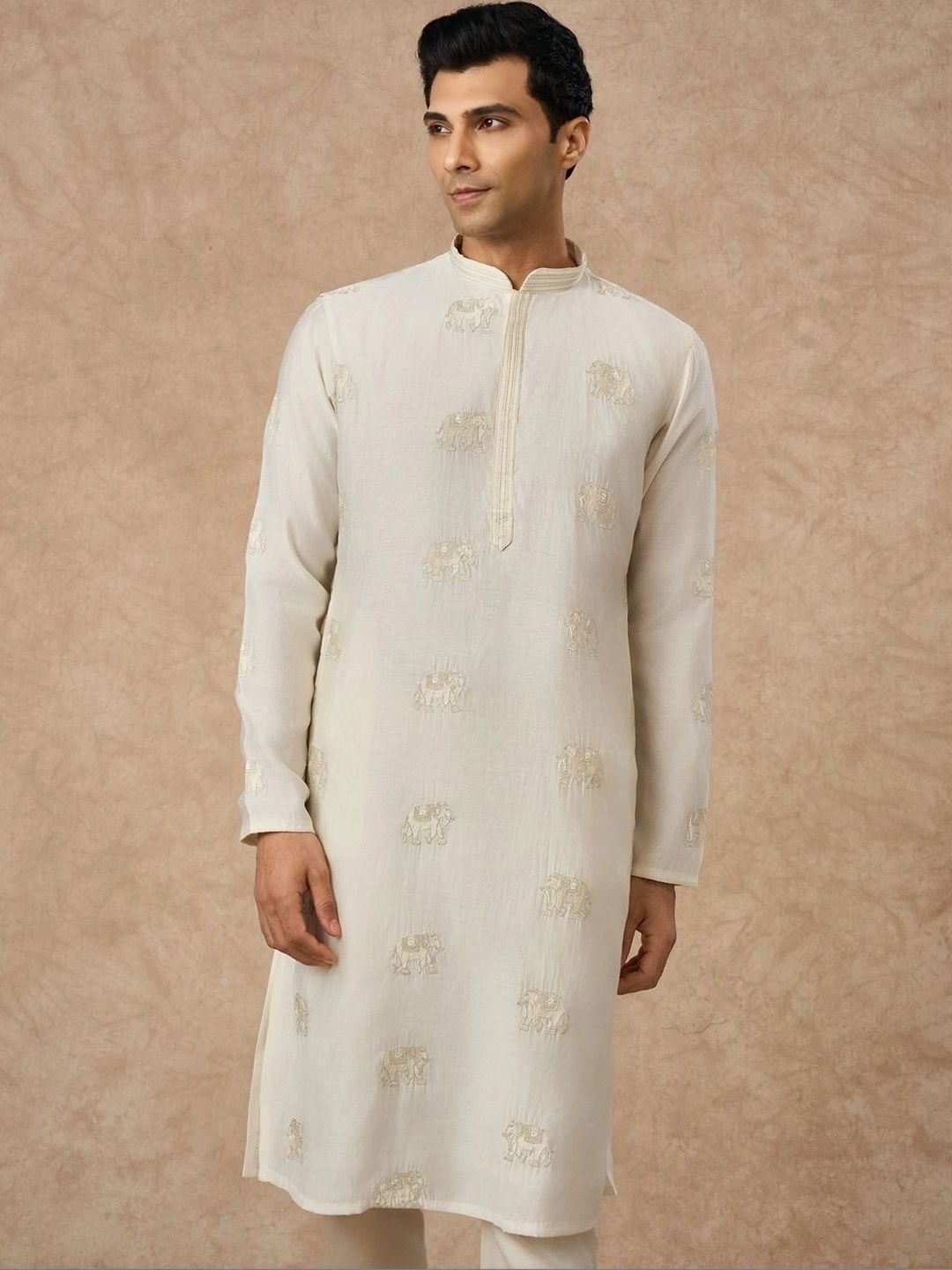 Manyavar Men Ethnic Motifs Embroidered Regular Thread Work Kurta with Trousers-picture-36