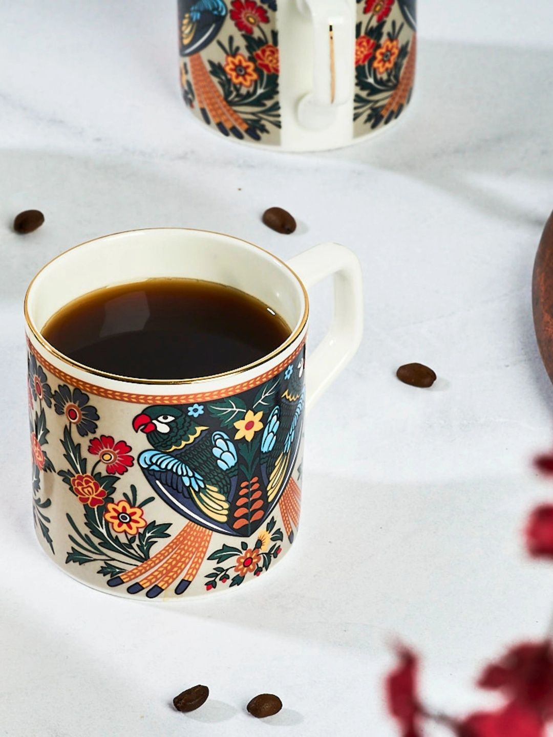 GOLDEN QUEEN'S Blue Printed Bone China Glossy Mugs Set of Cups and Mugs-image-35