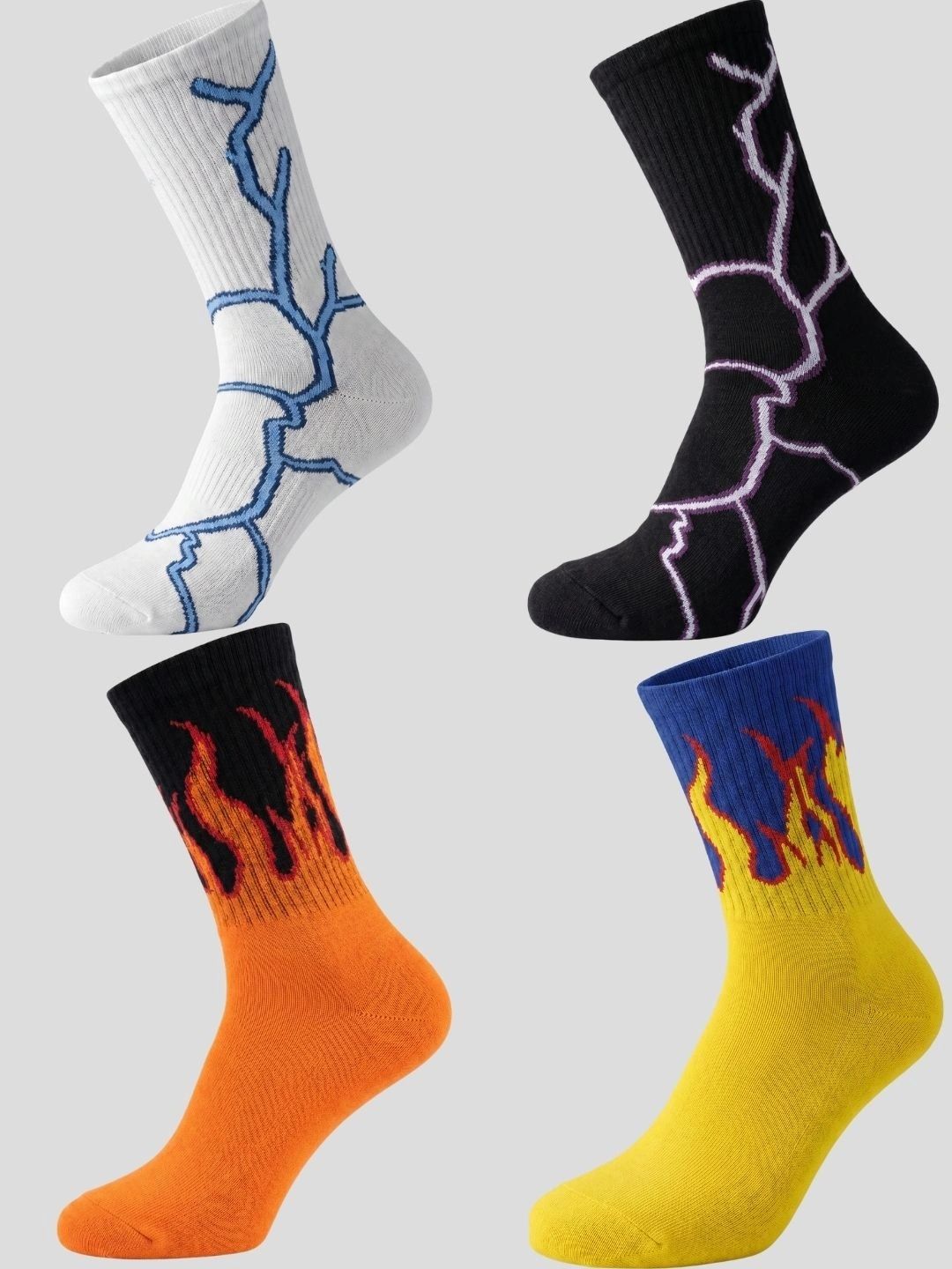 Moda Rapido Men Pack of 4 Cotton Blend Patterned Calf Length Socks-picture-57
