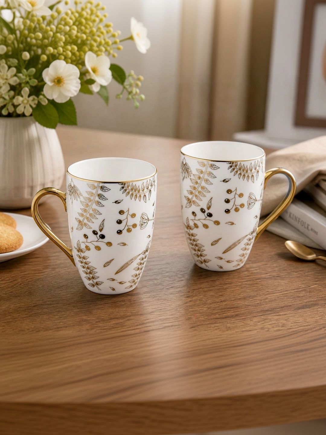 THE COVE TALES White Natural Elements Printed Porcelain Glossy Mugs Set of Cups and Mugs-image-29