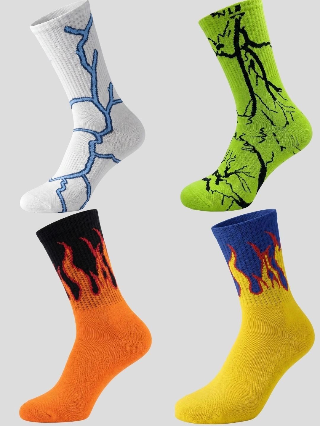 Moda Rapido Men Pack of 4 Cotton Blend Patterned Calf Length Socks-picture-50