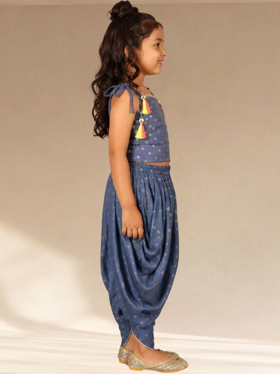 LIL DRAMA Girls Printed Top with Dhoti Pants-picture-26