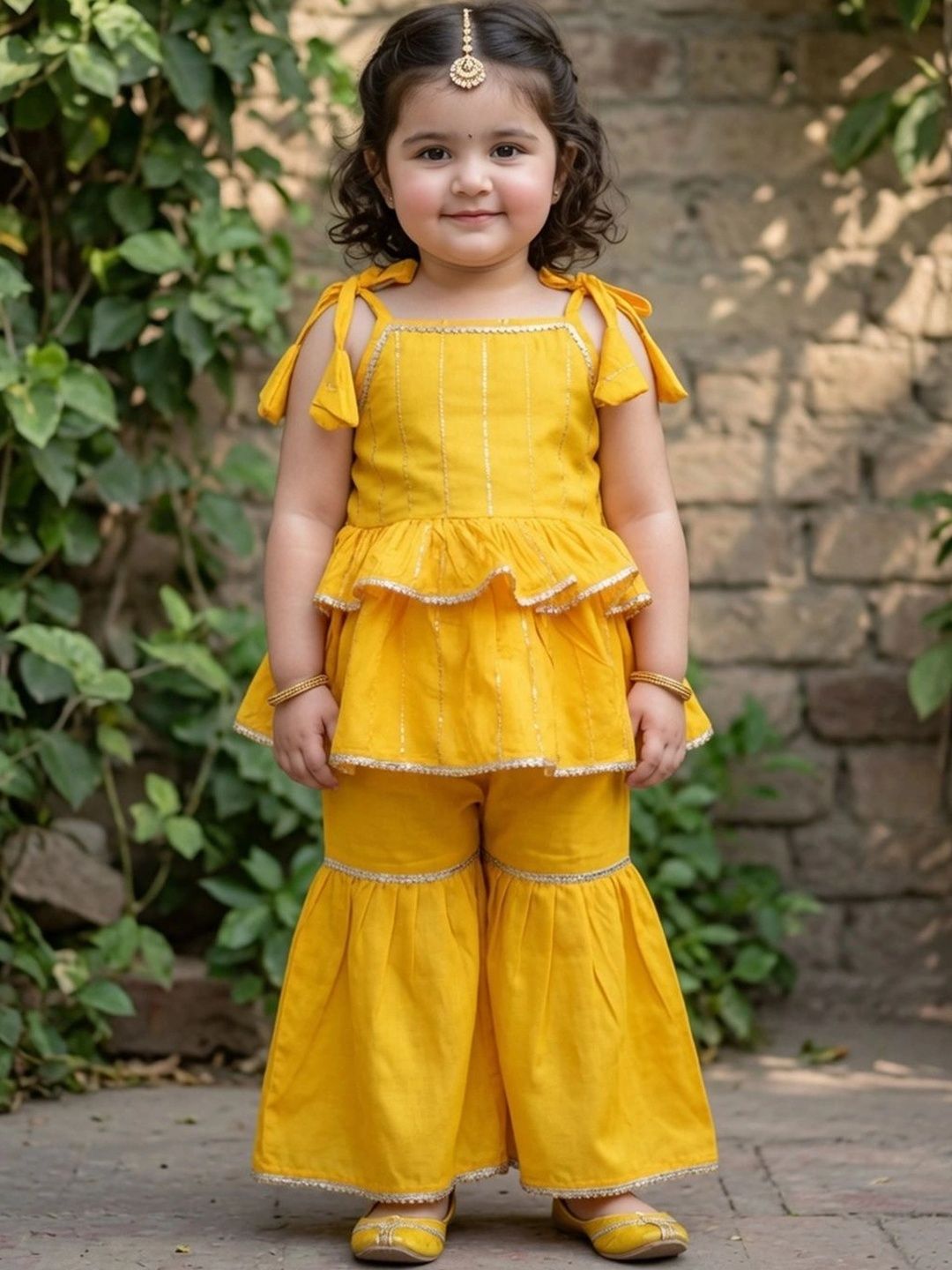 Cutiekins Girls Tiered Kurti with Sharara-picture-10