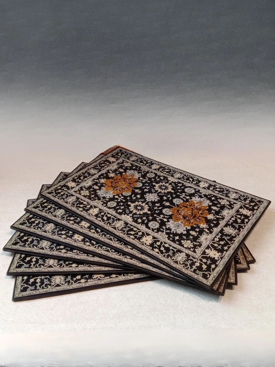 THE HOME CO. 6 Pcs Blue & Black Printed Rectangle Table Placemats-picture-37
